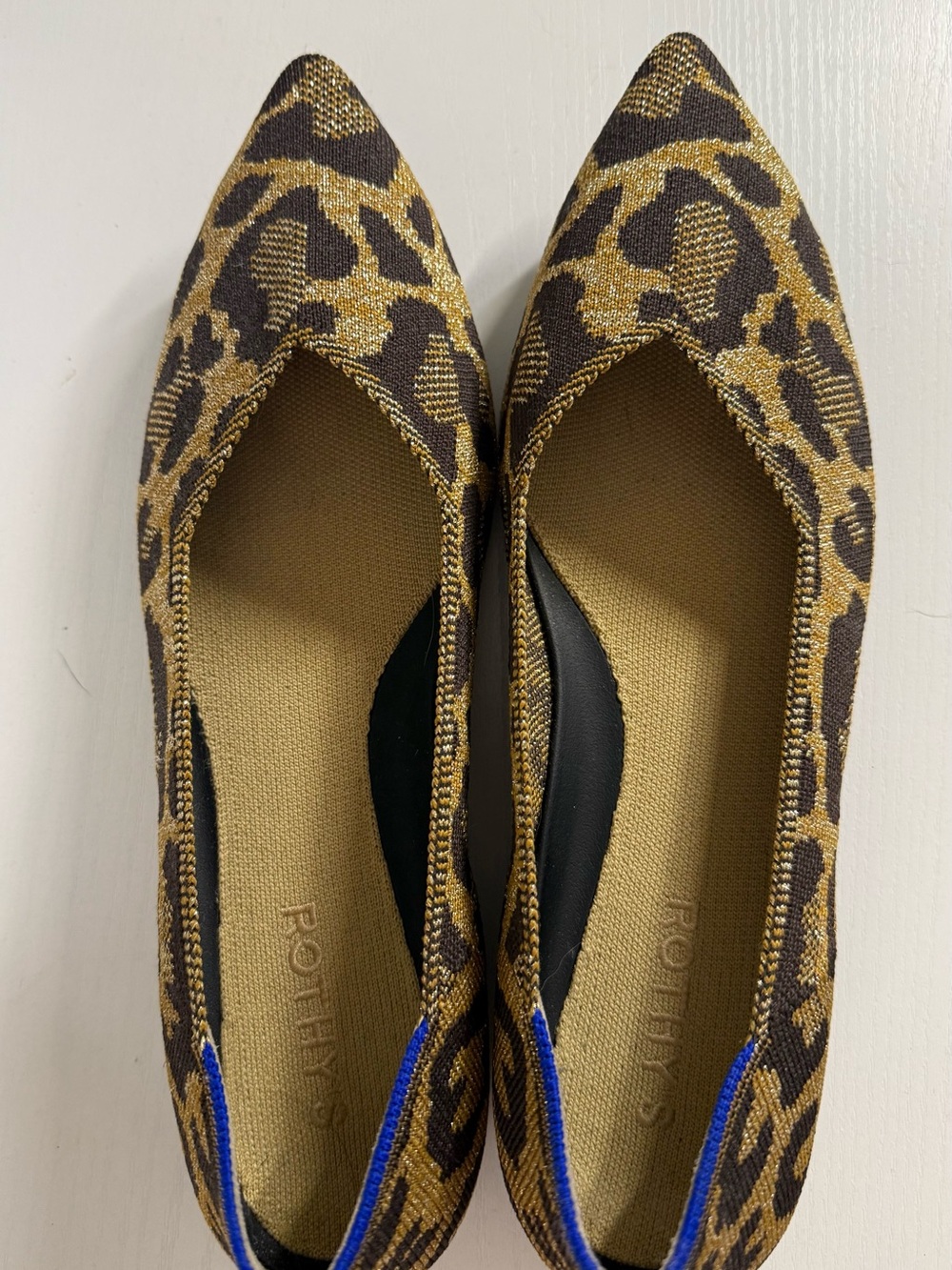 Rothy's The D'Orsay Point in Classic Cat Leopard Print Pointed-Toe Flats US 6
